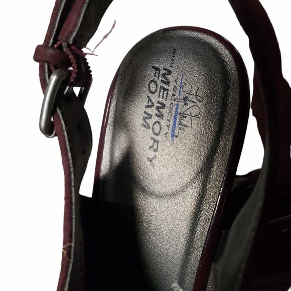 Life Stride Velocity Burgundy 8.5 Fabric & Synthetic 4" Peep Toe Slingback Heels - Picture 7 of 9